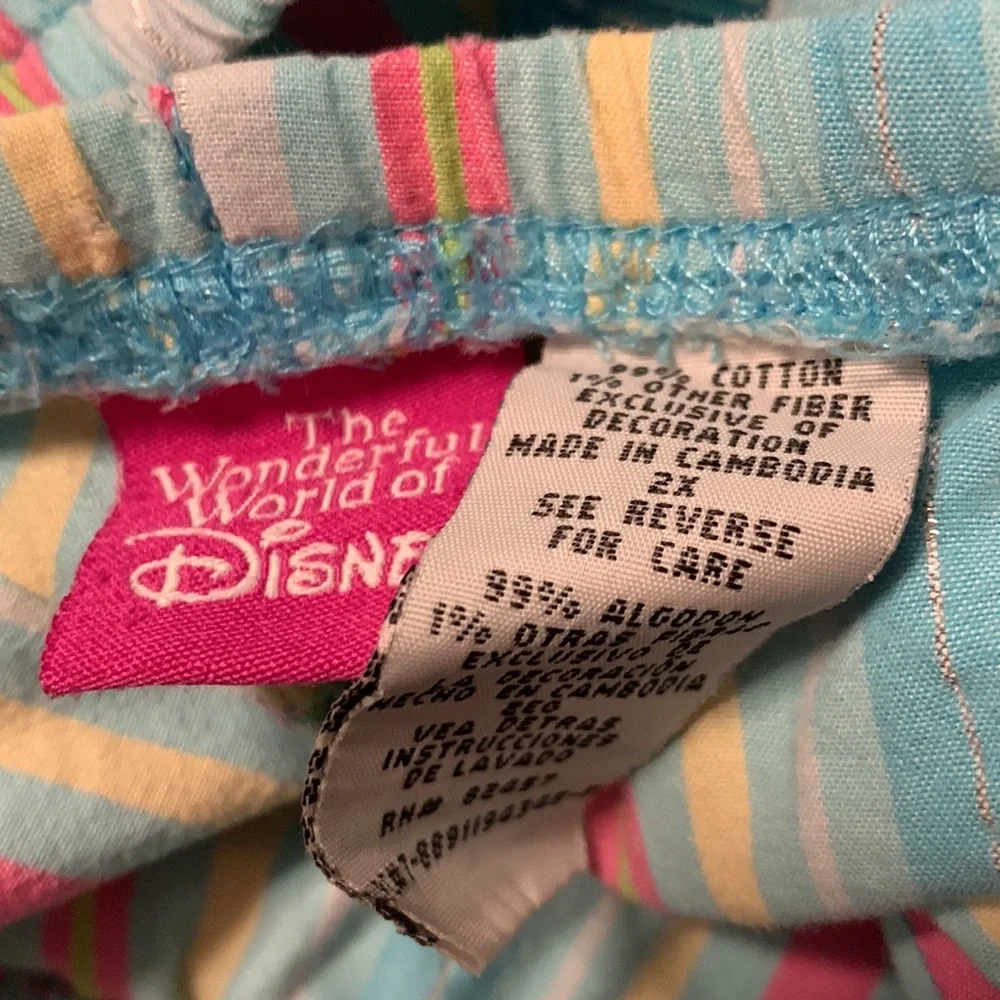 2X Disney Tinkerbelle striped pajama pants 99% cotton - Picture 3 of 3
